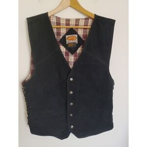 Vintage Paragraff Clothing Mens XL Suede Leather Snap Vest